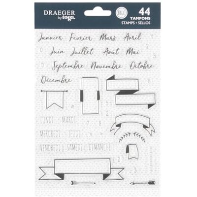 Toga DRAEGER Paris 1886-43 Transparent Stamps Jungle Vibes – Bullet Journal – Banners, Numbers 0-9, Days, Months – Flexible Silicone Stamp – 14 x 18 cm – Scrapbooking and DIY Creative Toga DRAEGER Paris 1886-43 Transparent Stamps Jungle Vibes – Bullet Journal – Banners, Numbers 0-9, Days, Months – Flexible Silicone Stamp – 14 x 18 cm – Scrapbooking and DIY Creative