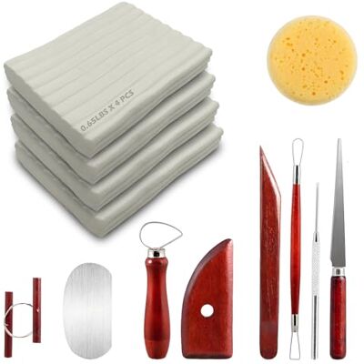 ReArt Non-Drying Oil-Based Modeling Clay 2.6 Pounds, Non Hardening Reusable Clay, Non Toxic No Bake Professional Oil Base Sculpting Clay (White & Tools) ReArt Non-Drying Oil-Based Modeling Clay 2.6 Pounds, Non Hardening Reusable Clay, Non Toxic No Bake Professional Oil Base Sculpting Clay (White & Tools)