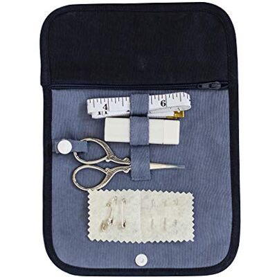 KORBOND 20 Piece Blue & Grey Corduroy Sewing Kit –by Creations – Includes Scissors, Tape Measure, Safety Pins, Sewing Pins, Sewing Needles – Beginner to Professional, Small KORBOND 20 Piece Blue & Grey Corduroy Sewing Kit –by Creations – Includes Scissors, Tape Measure, Safety Pins, Sewing Pins, Sewing Needles – Beginner to Professional, Small