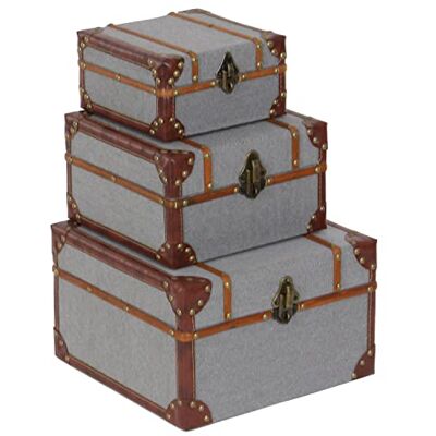Deco 79 54070 Wood and Burlap Storage Boxes (Set of 3), 8" x 10" x 12", Gray/Brown/Gold Deco 79 54070 Wood and Burlap Storage Boxes (Set of 3), 8" x 10" x 12", Gray/Brown/Gold