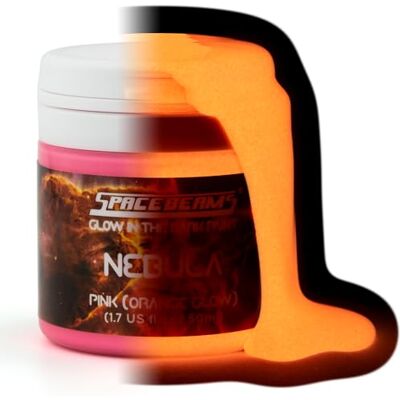 SpaceBeams Nebula Glow in the Dark Paint (50ml) Pink With Orange Glow, Non-Toxic, Water Based SpaceBeams Nebula Glow in the Dark Paint (50ml) Pink With Orange Glow, Non-Toxic, Water Based
