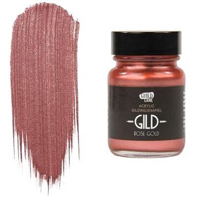 Guild Lane GILD Metallic Acrylic Enamel Paint Rose Gold For Wood, Metal, Glass, Furniture & Crafts Water-Based, Non-Tarnish Finish 30ml Jar Made in Britain Guild Lane GILD Metallic Acrylic Enamel Paint Rose Gold For Wood, Metal, Glass, Furniture & Crafts Water-Based, Non-Tarnish Finish 30ml Jar Made in Britain
