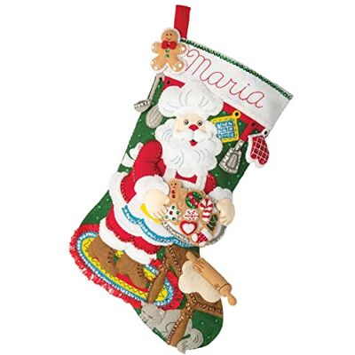 Bucilla Felt Applique 18" Stocking Making Kit, Gingerbread Santa, Perfect for DIY Arts and Crafts, 89312E Bucilla Felt Applique 18" Stocking Making Kit, Gingerbread Santa, Perfect for DIY Arts and Crafts, 89312E