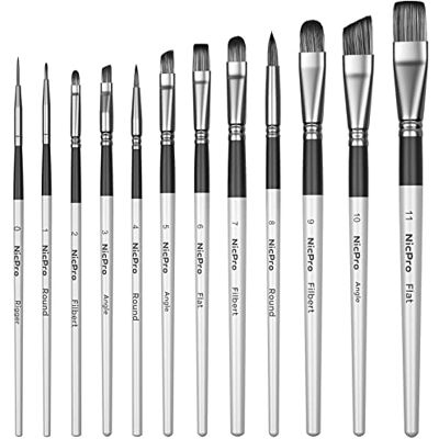 Nicpro 12 PCS Artist Paint Brush Set, Craft Paint Brushes for Acrylic Painting, Oil, Watercolour, Gouache, Tempera, Face, Body, Fabric, Leather, Model, Art Supplies Paintbrushes for Artists Beginners Nicpro 12 PCS Artist Paint Brush Set, Craft Paint Brushes for Acrylic Painting, Oil, Watercolour, Gouache, Tempera, Face, Body, Fabric, Leather, Model, Art Supplies Paintbrushes for Artists Beginners