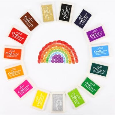 YPSelected Craft Ink Pad Inkpad for Paper Wood Fabric for Rubber Stamps Finger Painting (15 Colours Set) YPSelected Craft Ink Pad Inkpad for Paper Wood Fabric for Rubber Stamps Finger Painting (15 Colours Set)