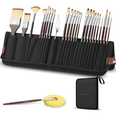 Cordv 26PCS Paint Brush Set,Professional Acrylic Paint Brushes With Flat,Filbert Fan,Cat Tongue, Round, Angle,Palette Knife,Paintbrush for Artist,Oil,Watercolour,Face Painting,Gouache,Artist Gifts Cordv 26PCS Paint Brush Set,Professional Acrylic Paint Brushes With Flat,Filbert Fan,Cat Tongue, Round, Angle,Palette Knife,Paintbrush for Artist,Oil,Watercolour,Face Painting,Gouache,Artist Gifts