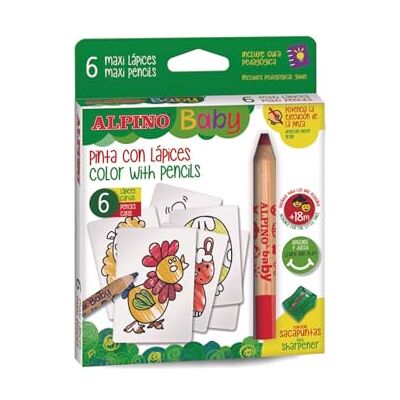 Alpino Baby 6 Pencils Baby Pencils Thick Coloured Pencils and Soft Lead Enjoy and Learn Painting Alpino Baby 6 Pencils Baby Pencils Thick Coloured Pencils and Soft Lead Enjoy and Learn Painting
