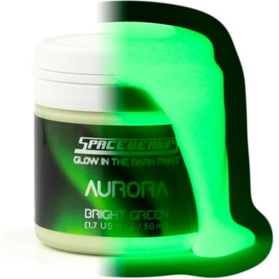 SpaceBeams Aurora Glow in the Dark Paint (50ml) Bright Green Glow, Non-Toxic, Water Based SpaceBeams Aurora Glow in the Dark Paint (50ml) Bright Green Glow, Non-Toxic, Water Based