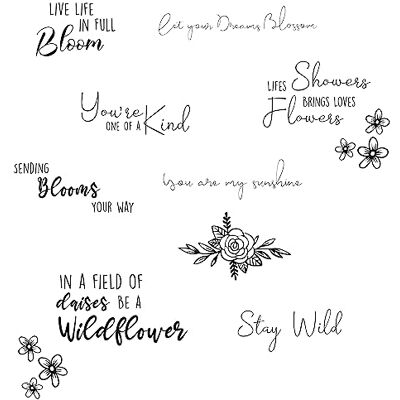 Sizzix Clear Stamps 10PK Spring Bloom Sentiments by Jess Slack 666145 Rubber Stamp Set for Cardmaking, Scrapbooking & Papercraft Sizzix Clear Stamps 10PK Spring Bloom Sentiments by Jess Slack 666145 Rubber Stamp Set for Cardmaking, Scrapbooking & Papercraft