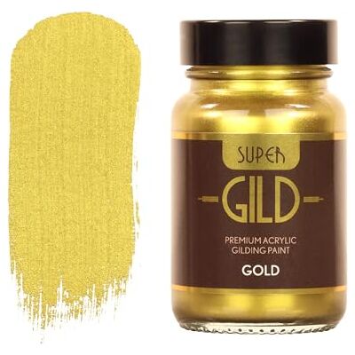 Guild Lane Super GILD Liquid Gold Acrylic Paint High Pigment Metallic Gilding Enamel Gold Paint (60ml) for Wood, Metal, Ceramics, Glass & More, Water-Based, Non-Tarnish Finish, Indoor & Outdoor Use Guild Lane Super GILD Liquid Gold Acrylic Paint High Pigment Metallic Gilding Enamel Gold Paint (60ml) for Wood, Metal, Ceramics, Glass & More, Water-Based, Non-Tarnish Finish, Indoor & Outdoor Use