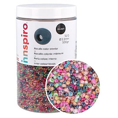 INNSPIRO Round Glass Rock Interior Colour Assorted Colours 2.3mm 10/0 500g INNSPIRO Round Glass Rock Interior Colour Assorted Colours 2.3mm 10/0 500g