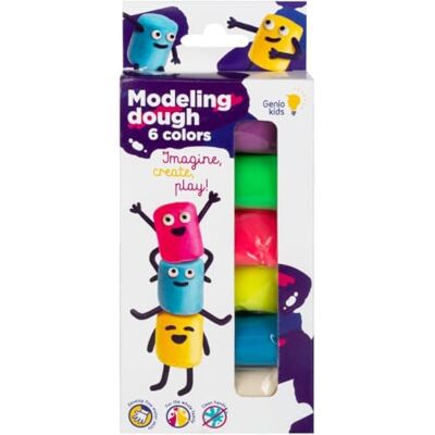 Genio Kids Play Colour Dough Kit 6 Colours Non-Toxic Air-Dry Modelling Clay for Kids Ages 3 4 5 6 7 8, Kids' Art Clay & Dough, Bio Modelling Plasticine for Creative Play Genio Kids Play Colour Dough Kit 6 Colours Non-Toxic Air-Dry Modelling Clay for Kids Ages 3 4 5 6 7 8, Kids' Art Clay & Dough, Bio Modelling Plasticine for Creative Play