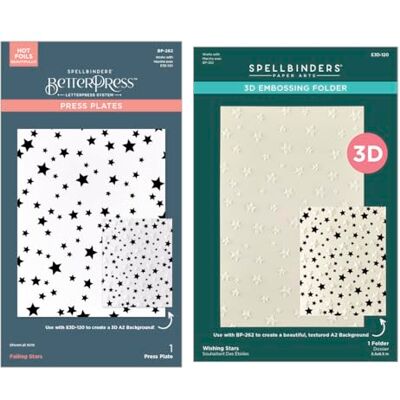 Spellbinders Wishing and Falling Stars 3D Embossing Folder and BetterPress Bundle from the Little Smiles Collection Spellbinders Wishing and Falling Stars 3D Embossing Folder and BetterPress Bundle from the Little Smiles Collection