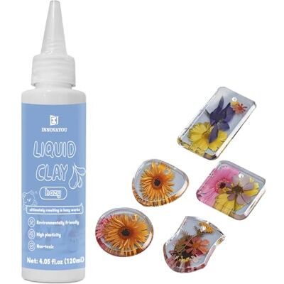 DINGSEN Liquid Polymer Clay 120ml, Translucent Liquid Clay for Oven-Bake, for DIY Enthusiasts, Easy to shape & multi-mold compatible DINGSEN Liquid Polymer Clay 120ml, Translucent Liquid Clay for Oven-Bake, for DIY Enthusiasts, Easy to shape & multi-mold compatible