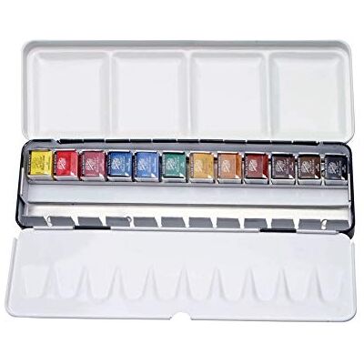Daler Rowney Daler-Rowney Artists Watercolour 12 Half Pan Box Set, Professional Artists Daler Rowney Daler-Rowney Artists Watercolour 12 Half Pan Box Set, Professional Artists