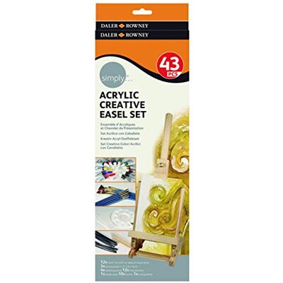 Daler Rowney Daler-Rowney Simply Acrylic Creative Easel Set Colours Assorted Colours, Multi-Surface, For Entry-Level Artists & Hobbyists Daler Rowney Daler-Rowney Simply Acrylic Creative Easel Set Colours Assorted Colours, Multi-Surface, For Entry-Level Artists & Hobbyists