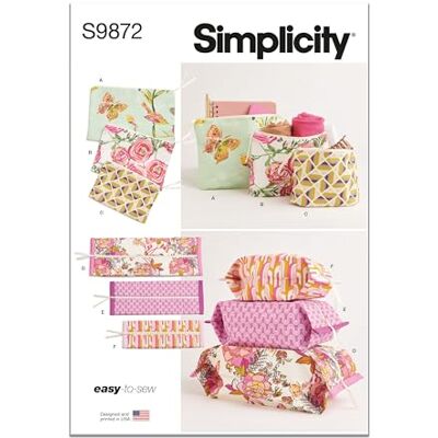Simplicity S9872 Os - Zipper Pouch with Ribbon Pulls - Pouch Simplicity S9872 Os - Zipper Pouch with Ribbon Pulls - Pouch