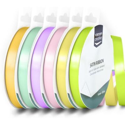 Creative Labs Satin 0.35" x 32.8 ft (9 mm x 10 m) -Double-Sided Thin Ribbons for Crafting and Gift Wrapping-Spring Colours-6 Pieces Creative Labs Satin 0.35" x 32.8 ft (9 mm x 10 m) -Double-Sided Thin Ribbons for Crafting and Gift Wrapping-Spring Colours-6 Pieces