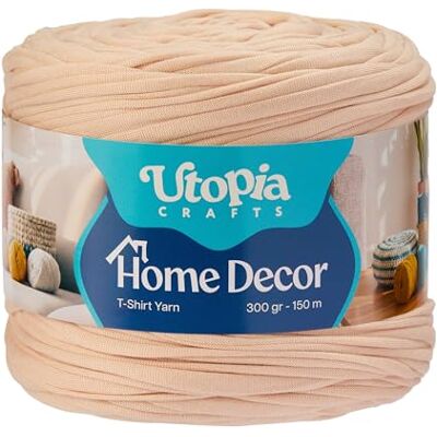 Utopia Crafts Home Decor T-Shirt Yarn for Crocheting, 300g Thick Soft Elastic Ribbon Yarn for Crochet Baskets Bags Rugs, Textile Fabric Yarn for Beginners, Home Decor, 5-7mm Hook (Beige Cream) Utopia Crafts Home Decor T-Shirt Yarn for Crocheting, 300g Thick Soft Elastic Ribbon Yarn for Crochet Baskets Bags Rugs, Textile Fabric Yarn for Beginners, Home Decor, 5-7mm Hook (Beige Cream)
