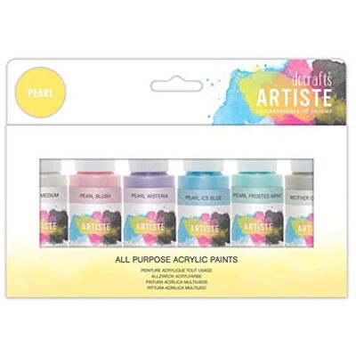 DOCRAFTS ARTISTE Artiste Acrylic Paint Set Pack of 6X 59ml 2oz -Pearlescent Colours, Quick-Drying Professional Art and Hobby Craft Artists Paint, Water-Based Paints Cover Surfaces with Ease, Ideal for Travel Artists DOCRAFTS ARTISTE Artiste Acrylic Paint Set Pack of 6X 59ml 2oz -Pearlescent Colours, Quick-Drying Professional Art and Hobby Craft Artists Paint, Water-Based Paints Cover Surfaces with Ease, Ideal for Travel Artists