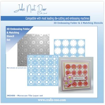 Crafts Too John Next Door 3D Embossing Folder & Stencils Moroccan Tile Layer Crafts Too John Next Door 3D Embossing Folder & Stencils Moroccan Tile Layer