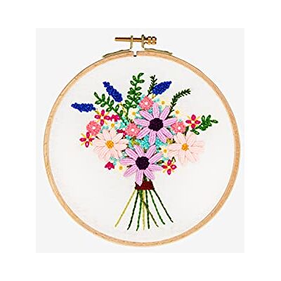 DMC Bouquet Cosmos Embroidery Kit - Floral, Intermediate DMC Bouquet Cosmos Embroidery Kit - Floral, Intermediate