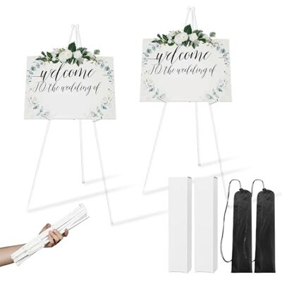 DYUEE 2 Packs Display Easel Stand Portable Folding Art Easel Adjustable 168cm DYUEE 2 Packs Display Easel Stand Portable Folding Art Easel Adjustable 168cm