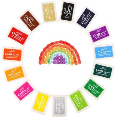 YPSelected Craft Ink Pad Inkpad for Paper Wood Fabric for Rubber Stamps Finger Painting (15 Colours Set) YPSelected Craft Ink Pad Inkpad for Paper Wood Fabric for Rubber Stamps Finger Painting (15 Colours Set)