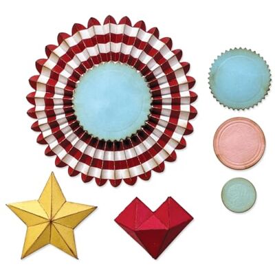 Sizzix Thinlits Die Set, Vault Rosettes by Tim Holtz, 6 Cutting Dies, Silver Sizzix Thinlits Die Set, Vault Rosettes by Tim Holtz, 6 Cutting Dies, Silver