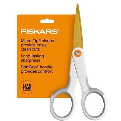 Fiskars Micro-Tip Scissors, SoftGrip Precision Cutting Shears, Titanium Blades, 5 Fiskars Micro-Tip Scissors, SoftGrip Precision Cutting Shears, Titanium Blades, 5
