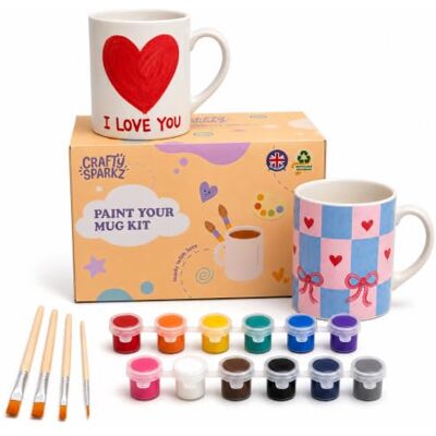Crafty Sparkz Paint Your Own Mug Kit Pottery Painting Kit for Adults DIY Arts & Craft Kits for Couples Date Night Heart Handle Mugs, Crafts for Adults Birthday & Anniversary Gift Crafty Sparkz Paint Your Own Mug Kit Pottery Painting Kit for Adults DIY Arts & Craft Kits for Couples Date Night Heart Handle Mugs, Crafts for Adults Birthday & Anniversary Gift