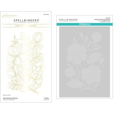 Spellbinders Glimmer Plate and Stencil Bundle-Glimmering Peonies Spellbinders Glimmer Plate and Stencil Bundle-Glimmering Peonies
