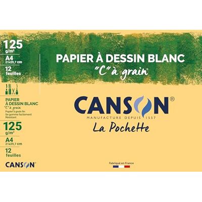 Canson Drawing Paper 'C' Grain A4 - 125 g/m2 - Pack of 12 Canson Drawing Paper 'C' Grain A4 - 125 g/m2 - Pack of 12