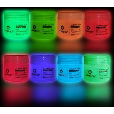 Artecho Glow in the Dark Paint-Set of 8 Colors, 20 ml/0.7 oz Acrylic Paint for Decoration, Art Painting, Outdoor and Indoor Art Craft, Supplies for Canvas, Rock, Wood, Waterproof Artecho Glow in the Dark Paint-Set of 8 Colors, 20 ml/0.7 oz Acrylic Paint for Decoration, Art Painting, Outdoor and Indoor Art Craft, Supplies for Canvas, Rock, Wood, Waterproof