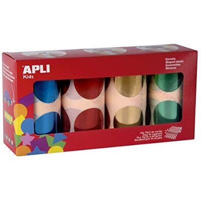 APLI Kids Pack Round Metal Gomets XXL Diameter 45 mm 4 Colours (Blue, Red, Yellow and Green Metallised) 18303 APLI Kids Pack Round Metal Gomets XXL Diameter 45 mm 4 Colours (Blue, Red, Yellow and Green Metallised) 18303