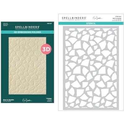 Spellbinders Born to Sparkle 3D Embossing Folder and Stencil Bundle from the Bougie Birthday Collection by Nina Boettcher Spellbinders Born to Sparkle 3D Embossing Folder and Stencil Bundle from the Bougie Birthday Collection by Nina Boettcher