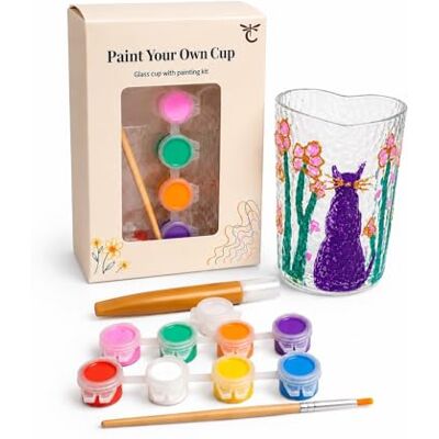 Cocotones Paint Your Own Glass Cup Kit for Adults, DIY Glass Painting Craft Set, 300ml Heart-Shaped Glass Cup, 8 Waterproof Non-Toxic Paints, Gold 3D Marker, Creative Gift Cocotones Paint Your Own Glass Cup Kit for Adults, DIY Glass Painting Craft Set, 300ml Heart-Shaped Glass Cup, 8 Waterproof Non-Toxic Paints, Gold 3D Marker, Creative Gift
