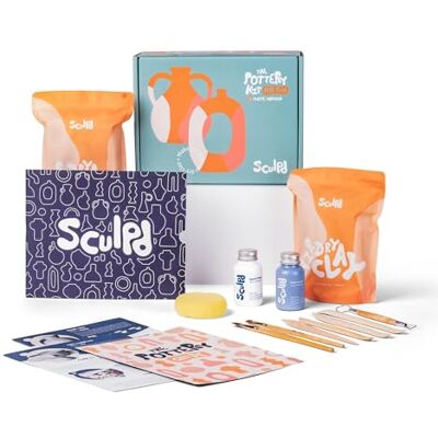 Sculpd Pottery Starter Kit Complete Air Dry Clay Beginner Set for 2 Adults: Includes Sculpting Tools, Matte Varnish, Paint Brushes, Guide, Video Tutorials & More Date Night Gift, Arts Crafts Hobby Sculpd Pottery Starter Kit Complete Air Dry Clay Beginner Set for 2 Adults: Includes Sculpting Tools, Matte Varnish, Paint Brushes, Guide, Video Tutorials & More Date Night Gift, Arts Crafts Hobby