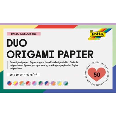 Folia 500/1010 Duo Origami Paper Basic Colour Mix 10 x 10 cm 80 g/m², 50 sheets assorted in 10 colours, DIY folding sheets for paper folding and other creative crafts Folia 500/1010 Duo Origami Paper Basic Colour Mix 10 x 10 cm 80 g/m², 50 sheets assorted in 10 colours, DIY folding sheets for paper folding and other creative crafts