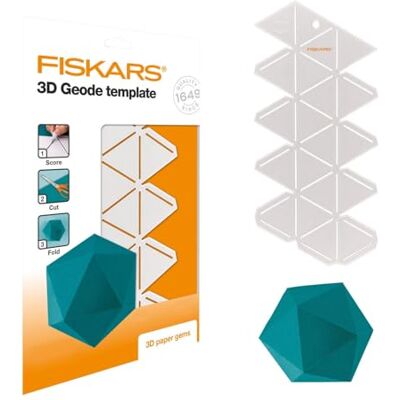 Fiskars 3D Paper Jewel, Geode template, For Creating 3D Shapes, Plastic, White, 1059566 Fiskars 3D Paper Jewel, Geode template, For Creating 3D Shapes, Plastic, White, 1059566