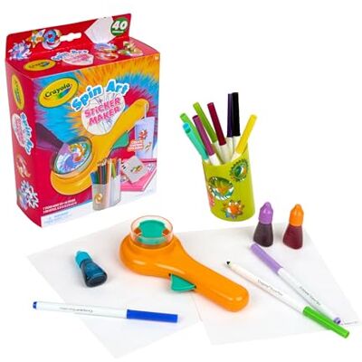 CRAYOLA Spin Art Sticker Maker Machine, Create 42 Custom Stickers, Spiral Art Set for Kids, Arts & Crafts Kit, Toys & Gifts, Ages 6+ CRAYOLA Spin Art Sticker Maker Machine, Create 42 Custom Stickers, Spiral Art Set for Kids, Arts & Crafts Kit, Toys & Gifts, Ages 6+