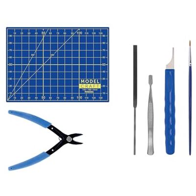 Modelcraft Basic Modelling Tool Set for Beginners, Includes Sprue Clippers, File, Tweezers, Paint Brush and Cutting Mat Modelcraft Basic Modelling Tool Set for Beginners, Includes Sprue Clippers, File, Tweezers, Paint Brush and Cutting Mat