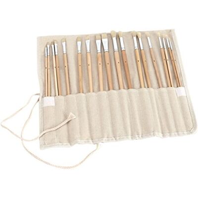 EXERZ 18 Piece Paint Brush Set With Canvas Roll For Acrylic Oil Artists Natural Bristle Brushes With Wooden Handles Canvas Storage Wrap For Watercolour Gouache Body Painting And Craft EXERZ 18 Piece Paint Brush Set With Canvas Roll For Acrylic Oil Artists Natural Bristle Brushes With Wooden Handles Canvas Storage Wrap For Watercolour Gouache Body Painting And Craft