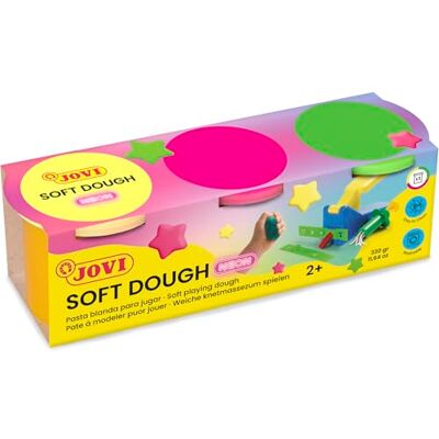 Jovi Soft Dough Blandiver, Pack of 3 Bottles 110 g (403 F), Multicolor Neon Jovi Soft Dough Blandiver, Pack of 3 Bottles 110 g (403 F), Multicolor Neon