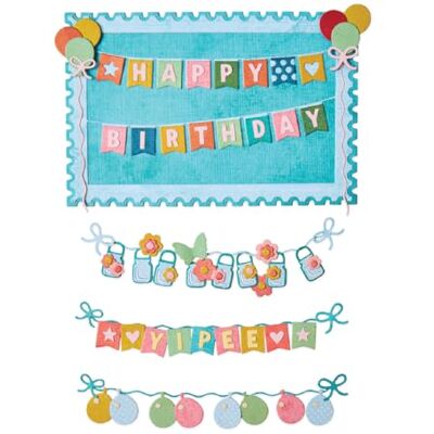 Sizzix Thinlits Die Set, All About Banners by 49 & Market, 20 Metal Cutting Dies, Birthday Set Sizzix Thinlits Die Set, All About Banners by 49 & Market, 20 Metal Cutting Dies, Birthday Set