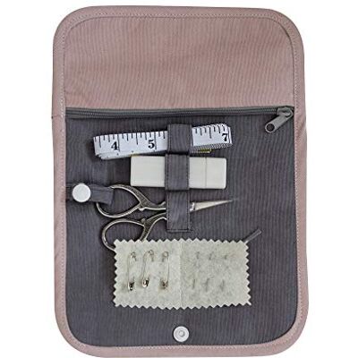 KORBOND 20 Piece Pink & Grey Corduroy Sewing Kit –by Creations – Includes Scissors, Tape Measure, Safety Pins, Sewing Pins, Sewing Needles – Beginner to Professional,Small,190706 KORBOND 20 Piece Pink & Grey Corduroy Sewing Kit –by Creations – Includes Scissors, Tape Measure, Safety Pins, Sewing Pins, Sewing Needles – Beginner to Professional,Small,190706