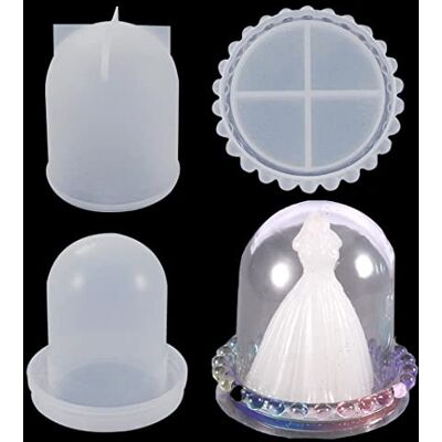 DIYBravo 3pcs Resin Mould Dome with Base Display Dice Cup Snow Globe Silicone Mould UV Epoxy Resin Casting Mould for DIY Display Crafts DIYBravo 3pcs Resin Mould Dome with Base Display Dice Cup Snow Globe Silicone Mould UV Epoxy Resin Casting Mould for DIY Display Crafts