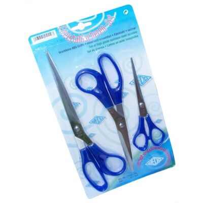 WEDO 977303 Stainless Steel Scissor Set 3 Piece 16, 21, 25.5 cm in length Blue Polypropylene Handles WEDO 977303 Stainless Steel Scissor Set 3 Piece 16, 21, 25.5 cm in length Blue Polypropylene Handles