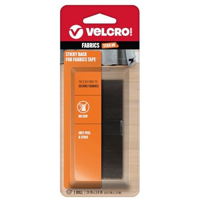 VELCRO (r) Brand Fasteners Sticky Back for Fabrics: No Sewing Needed 24-inch X 3/4-inch Tape Black VELCRO (r) Brand Fasteners Sticky Back for Fabrics: No Sewing Needed 24-inch X 3/4-inch Tape Black