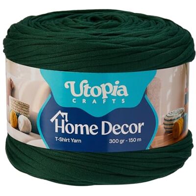 Utopia Crafts Home Decor T-Shirt Yarn for Crocheting, 300g Thick Soft Elastic Ribbon Yarn for Crochet Baskets Bags Rugs, Textile Fabric Yarn for Beginners, Home Decor, 5-7mm Hook (Forest Green) Utopia Crafts Home Decor T-Shirt Yarn for Crocheting, 300g Thick Soft Elastic Ribbon Yarn for Crochet Baskets Bags Rugs, Textile Fabric Yarn for Beginners, Home Decor, 5-7mm Hook (Forest Green)